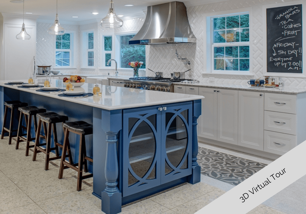kitchen remodel with blue island